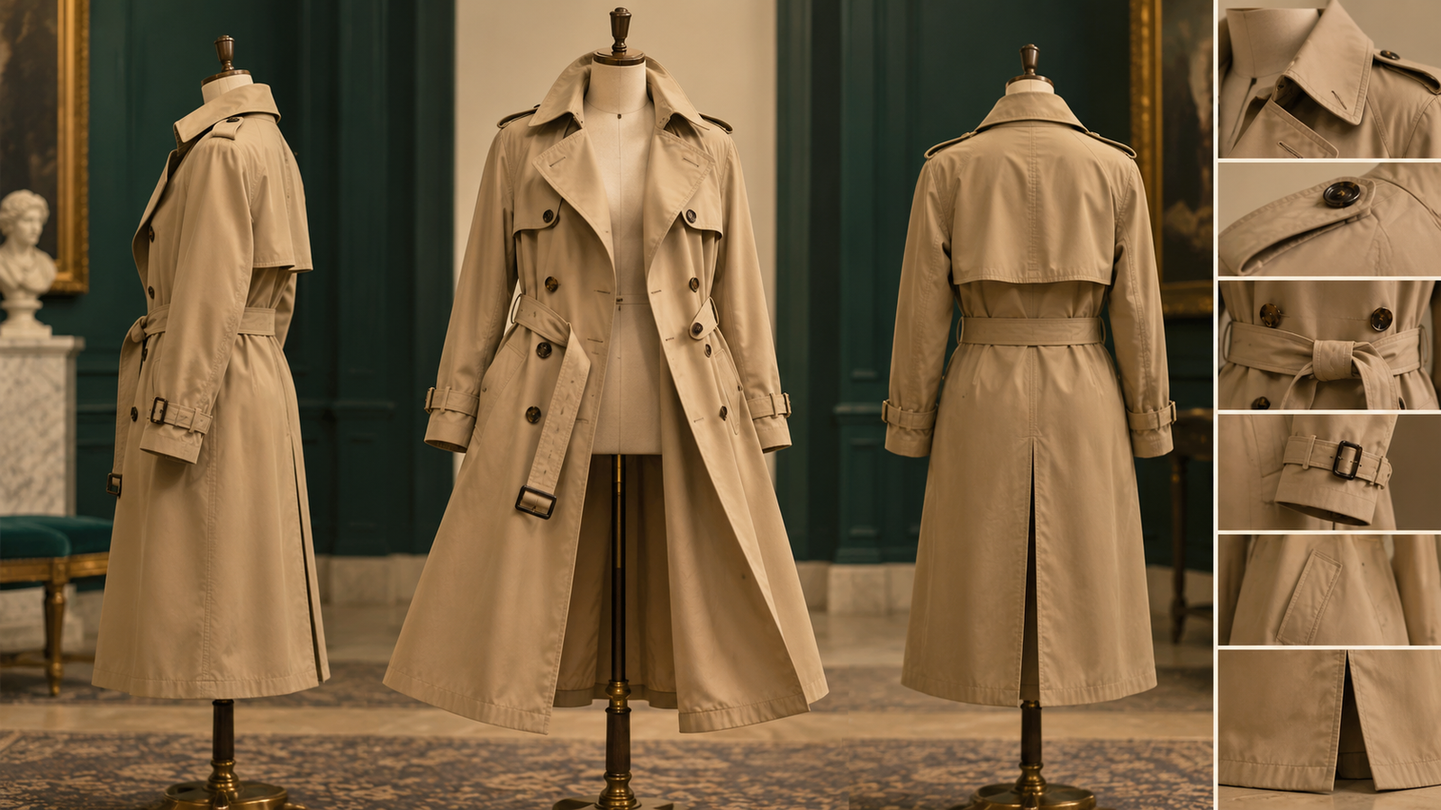 Detalles constructivos de un trench coat clásico