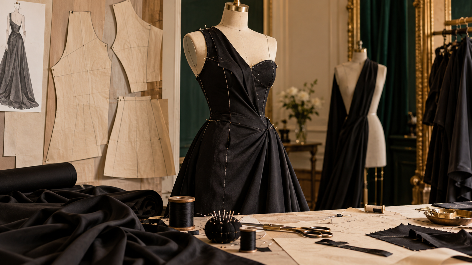 Patronaje y confección de un vestido negro